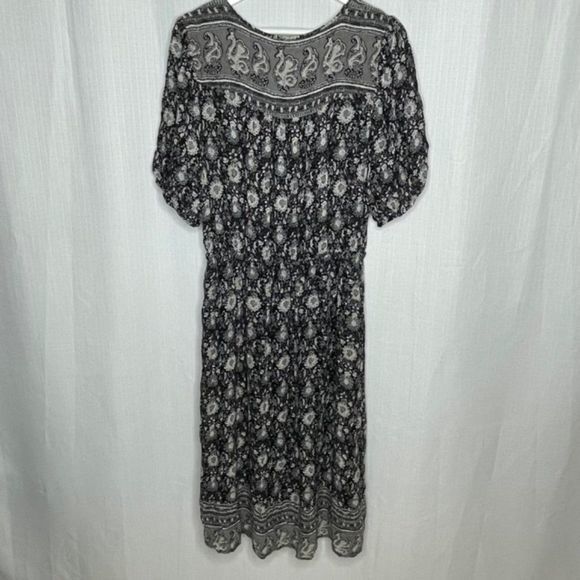 Lucky Brand Black‎ Gray Floral Paisley Puff Sleeve Dress - Picture 5 of 5